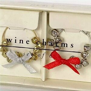 NEW! Pier 1 wine glass charms for Christmas. Silver and gold beads with ribbons.